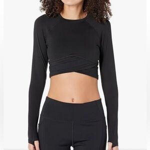 Sweaty Betty Black Long Sleeve Crop Top